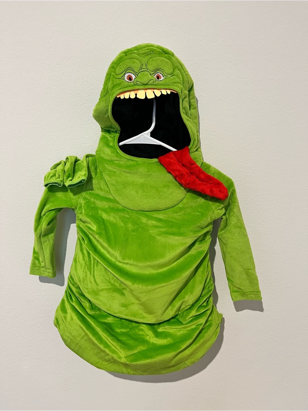 Spirit Bright Green Slimer-Style Plush Kids Costume with Red Tongue